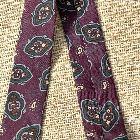 Trafalgar Suspenders Paisley Burgundy Leather Button On Braces USA Made - Picture 2 of 10